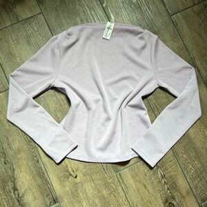 Banana Republic NEW Lilac Soft Touch Pleated Boat Neck Long Sleeve Top Women's M